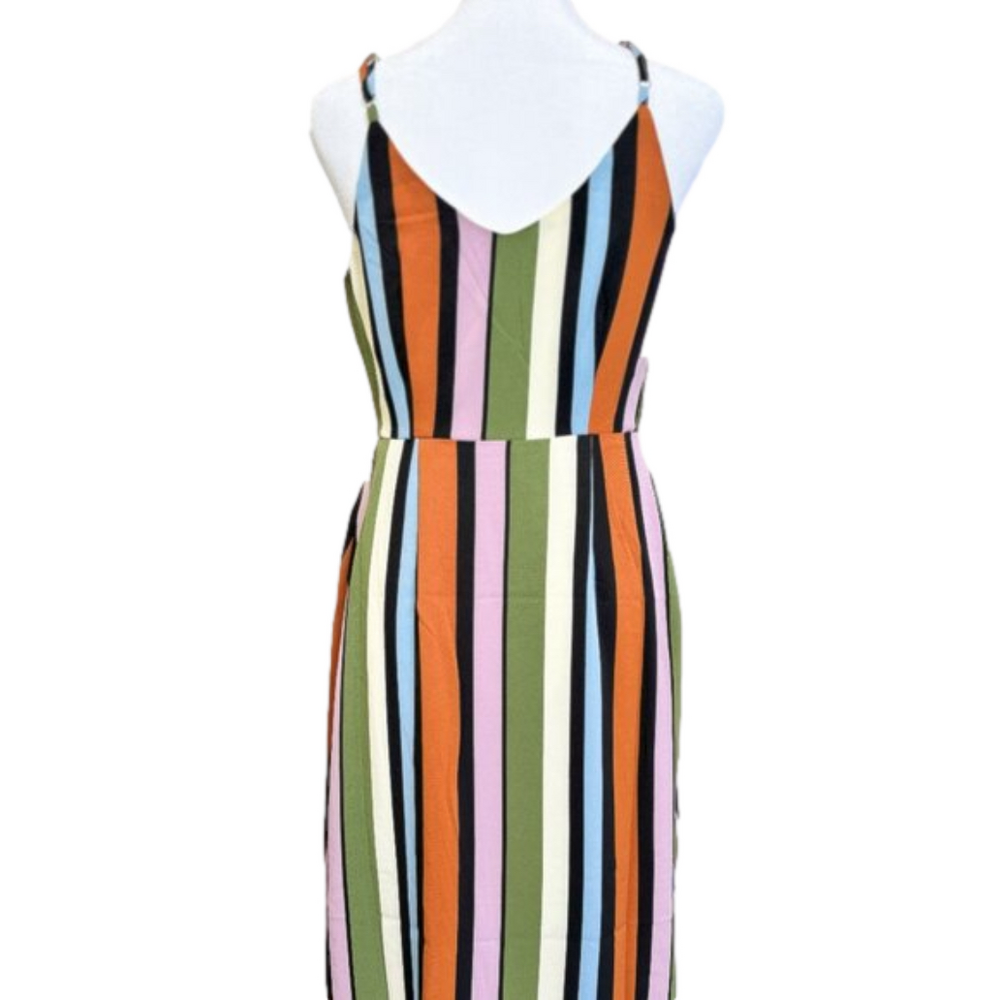 Blu Pepper Asymmetric wrap dress, multi color stiped w/adjustable straps, Small